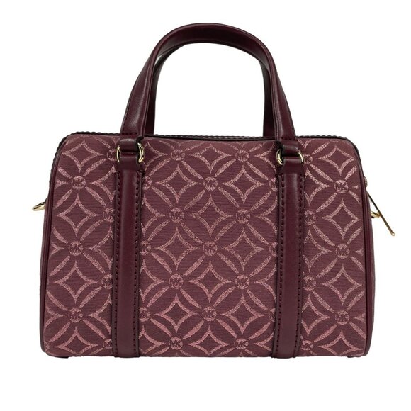 NEW Michael Kors Travel Small Leather & Canvas Duffle Crossbody Bag Oxblood NWT - Picture 4 of 7